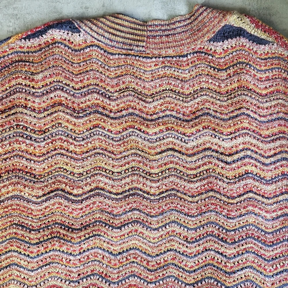 Catherines Rainbow Knit Cardigan‎ Womens Plus 1X Short Sleeve Open Front Spring - Picture 7 of 8